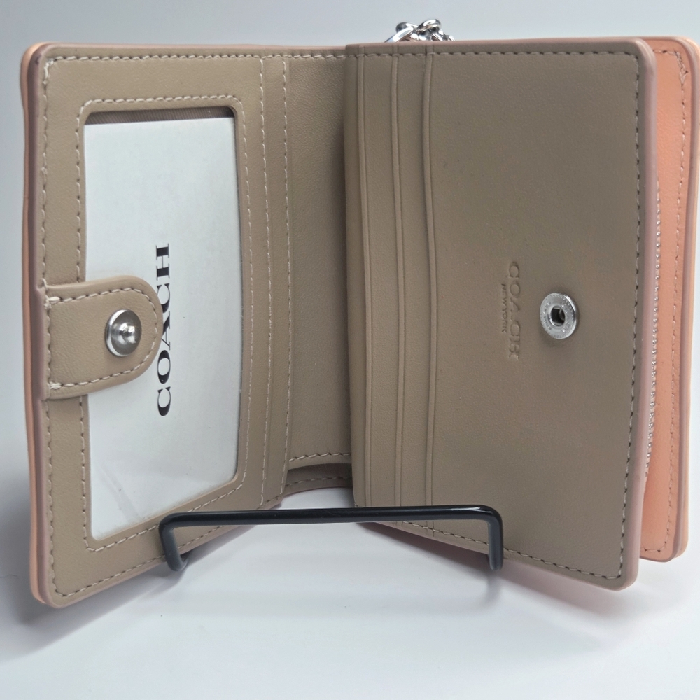 Coach Signature Jacquard Canvas & Leather Faded Blush Snap Wallet CT980 - Picture 8 of 9